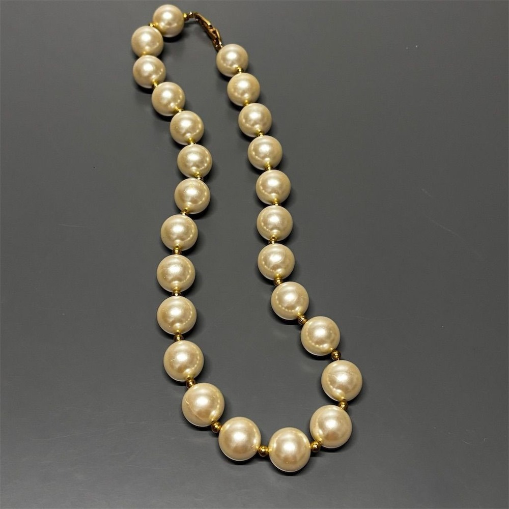 Vintage Napier Gold-Toned Faux Pearl Choker Necklace Women's Signed - Picture 13 of 13
